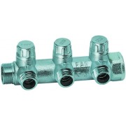 Запорн.коллект. 1" (ВР-НР) с 3 отв. 3/4" НР (межосев. 45 мм), плоск.присоед.