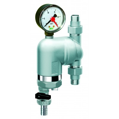 Фильтр 100мкм, с магн.встав., с манометром, Max: 95 °C, 25 бар, поворот.соед. 1/2" НР Фильтр 100мкм, с магн.встав., с манометром, Max: 95 °C, 25 бар, поворот.соед. 1/2" НР