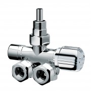 Узел левост. универс. с терм. и зап. вент 1/2", гайка М24х19 (сереб.)/аналог FL 0297