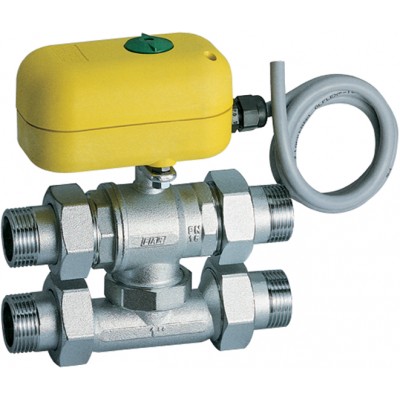 3-х ход. зон. шар.кран с серв. 220 В, 1", НР, с байпасом 3-х ход. зон. шар.кран с серв. 220 В, 1", НР, с байпасом