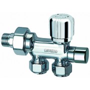 Узел нижн. подкл. для двухтр. с. с терм. и зап. вент. 1/2" гайка М24х19 (сереб.)