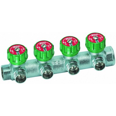 Регулируемый коллектор 3/4" с 4 отв. М24х19 Регулируемый коллектор 3/4" с 4 отв. М24х19