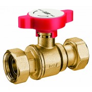 Кран шар., 1"х1", латунный, с 2 накид.гайками., синяя ручка