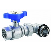 Кран шар., 1"ВР х 1"НР с угольником, хром., красная ручка