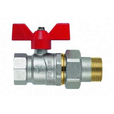 Кран шаров.PERFECTA , 1/2"(В-Американка), крас.бабочка Кран шаров.PERFECTA , 1/2"(В-Американка), крас.бабочка