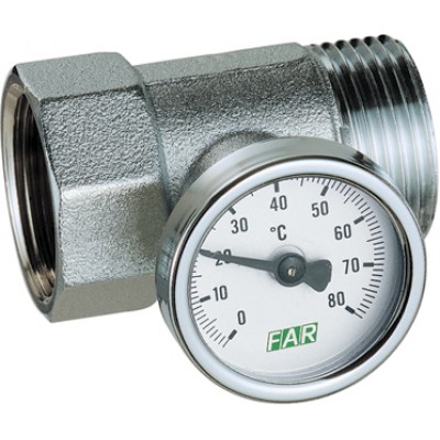 Хр. вставка 1" НР-ВР с термометром(0-80 С) Хр. вставка 1" НР-ВР с термометром(0-80 С)