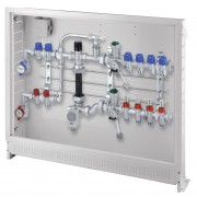 Рег. узел в короб. для сист. нап. отопл. коллект. 1, 3 отв. + выс. t конт. на 3 отв. М24х19