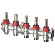 Фланцевый запорный коллектор 1" , отв. 2 - 3/4" EUROKONUS, с расходомер.