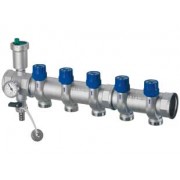 Запорный коллектор 1 1/2"(ВР-НР) с 6 отв. М33х1,5 для труб 20-26 мм