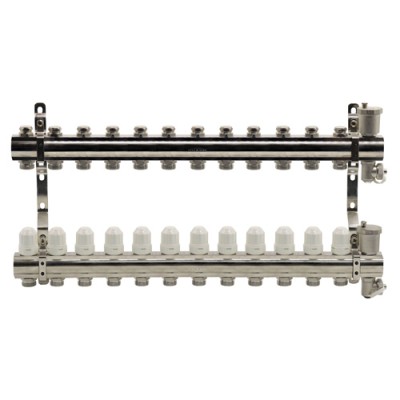 Блок коллекторный Kromwell с термостатическими вставками и запорными клапанами 1"x3/4"x12 Блок коллекторный Kromwell с термостатическими вставками и запорными клапанами 1"x3/4"x12