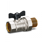 Кран шаровой латунный LD Pride 47.25.В-ГШ.Б, вн.резьба/"американка", ручка-бабочка, белая, 1"