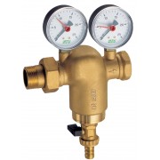 Фильтр 1 1/2" латун.,ВР-американка, с манометр.,300мкм, Max: 95 °C, 25 бар