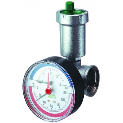 Хром. узел 1" с авт.воздухоотвод., термоманом.(0-10бар, 0-120гр.) и заглушкой Хром. узел 1" с авт.воздухоотвод., термоманом.(0-10бар, 0-120гр.) и заглушкой