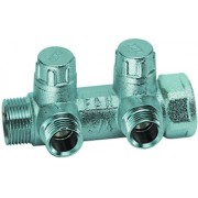 Запорн. коллект. 3/4" (ВР-НР) с 2 отв. 1/2" НР, плоск.присоед.