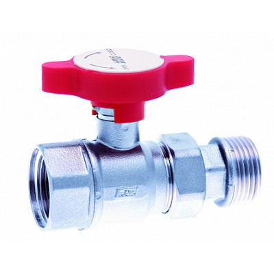 Кран шар.с американкой, хром., 3/4", красная ручка Кран шар.с американкой, хром., 3/4", красная ручка