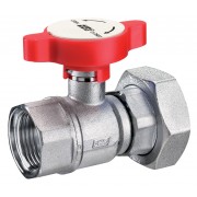 Кран шар., 1"х1 1/2", хром., с накидн. гайкой, синяя ручка