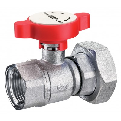 Кран шар., 1"х1 1/2", хром., с накидн. гайкой, синяя ручка Кран шар., 1"х1 1/2", хром., с накидн. гайкой, синяя ручка