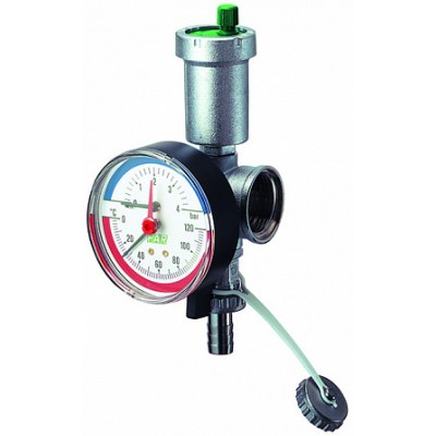 Хром. узел 1" (ВР-ВР) с авт.воздухоотвод., термоман. (0-10 бар, 0-120 С) и слив.кр. Хром. узел 1" (ВР-ВР) с авт.воздухоотвод., термоман. (0-10 бар, 0-120 С) и слив.кр.