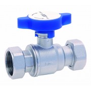 Кран шар., 1"х1", хром., с 2 накид.гайками., синяя ручка