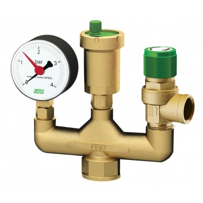 Группа безопасности котла 1" ВР: манометр, пред. клапан, авт.воздухоотводчик Группа безопасности котла 1" ВР: манометр, пред. клапан, авт.воздухоотводчик