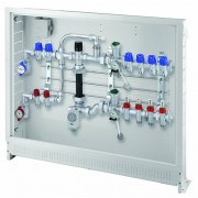 Рег. узел в короб. для сист. нап. отопл. коллект. 1", 4 отв. + выс. t конт. на 2 отв. М24х19