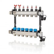 Коллектор из нержавеющей стали, 1” - 11 x 3/4”, регулируемый расходомер, воздухоотводчик, дренаж и клапан заполнения