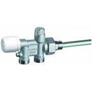 Терморег. узел нижн. подкл. с зап. вентилем, отводы М24х19, к радиатору 3/4"(для 1и 2-х систем)