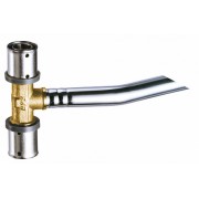 Пресс-тройник 16х2 с хром. трубой(L = 25см, диам.15мм) д/подключения к радиатору лат.(без покрыт.)