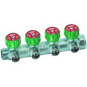 Регулирующий коллектор 1" (ВР-НР) с 4 отв. 3/4" НР (межосев. 45 мм), плск.упл.