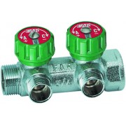 Регулирующий коллектор 1" (ВР-НР) с 2 отв. 1/2" НР (межосев. 45 мм)