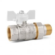 Кран шаровой латунный LD Pride 47.15.В-ГШ.Б, вн.резьба/"американка", ручка-бабочка, белая, 1/2"