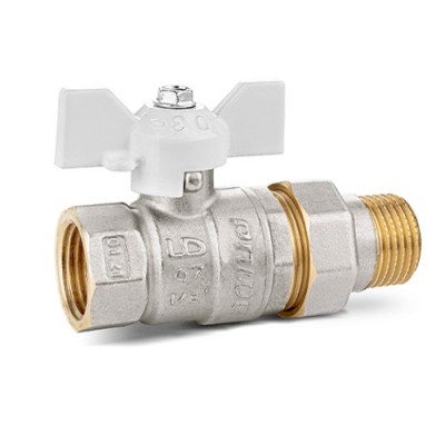 Кран шаровой латунный LD Pride 47.15.В-ГШ.Б, вн.резьба/"американка", ручка-бабочка, белая, 1/2" Кран шаровой латунный LD Pride 47.15.В-ГШ.Б, вн.резьба/"американка", ручка-бабочка, белая, 1/2"