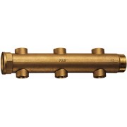 Коллектор 1 1/2"(ВР-НР) с 6 отв. 1/2" ВР(межосев. 100 мм)