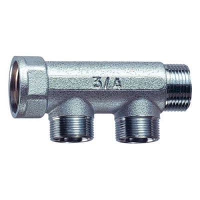 Хромир.проходн.коллектор 3/4" ВР-НР 2 отв. 1/2" НР под плоск.уплотн. Хромир.проходн.коллектор 3/4" ВР-НР 2 отв. 1/2" НР под плоск.уплотн.