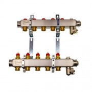 Комплект коллекторов для отопления SSM-5 с кронштейнами для 5 контуров, нерж. сталь