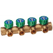 Регулируемый коллектор 3/4"(ВР-ВР) с 4 отв. М24х19, DZR-латунь