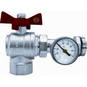 Кран шаровой угловой коллекторный с термометром EUROS 1 1/4" EU.ST6043060 114 (Арт.:EU.ST6043060 114)