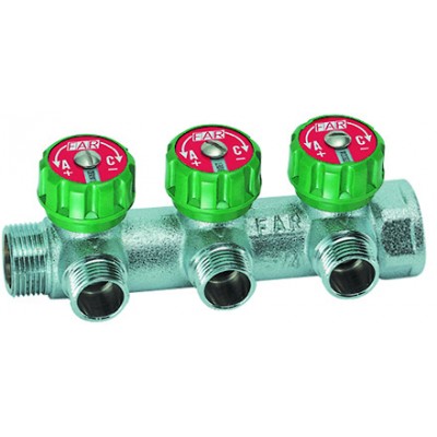 Регулируемый коллектор 3/4" с 3 отв. М24х19 Регулируемый коллектор 3/4" с 3 отв. М24х19