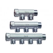 Коллектор 1" (ВР-НР) с 4 отв. 1/2" НР (межосев. 36 мм), EU