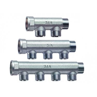 Коллектор 1" (ВР-НР) с 4 отв. 1/2" НР (межосев. 36 мм), EU Коллектор 1" (ВР-НР) с 4 отв. 1/2" НР (межосев. 36 мм), EU