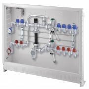 Рег. узел в короб. для нап. отопл. коллект. 1", 10 отв.+ выс. t конт. на 3 отв., EU