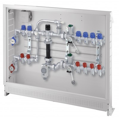 Рег. узел в короб. для нап. отопл. коллект. 1", 10 отв.+ выс. t конт. на 3 отв., EU Рег. узел в короб. для нап. отопл. коллект. 1", 10 отв.+ выс. t конт. на 3 отв., EU