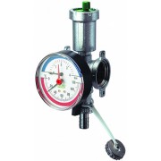 Фланцевый хром. узел 1" с авт.воздухоотводчиком, термоманометром и сливным краном