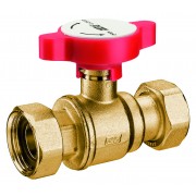 Кран шар., 1"х3/4", латунный, с 2 накид.гайками., синяя ручка