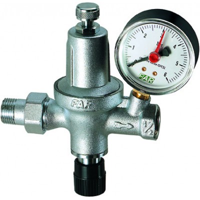 Автоматический редуктор с манометром 1/2", 0-6 бар Автоматический редуктор с манометром 1/2", 0-6 бар