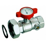Шаров.кран 1"(ВР)накид.гайка 1 1/2", термометр до 80?С ручка красн
