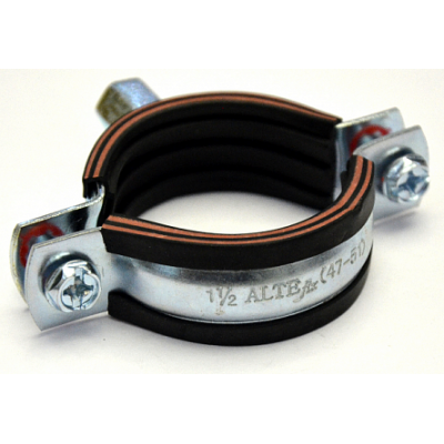 Хомут стальной с резиновой прокладкой Ду 47-51 (1 1/2") ALTEfix 1,5*20 M8/M10 Хомут стальной с резиновой прокладкой Ду 47-51 (1 1/2") ALTEfix 1,5*20 M8/M10