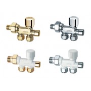 Узел нижн. подкл. для двухтр. сис. с терм. и зап. вент. 3/4 гайка М24х19 (сереб)