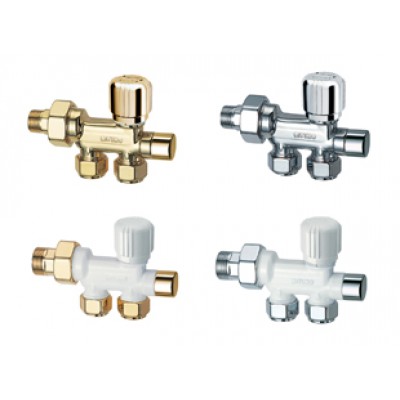 Узел нижн. подкл. для двухтр. сис. с терм. и зап. вент. 3/4 гайка М24х19 (сереб) Узел нижн. подкл. для двухтр. сис. с терм. и зап. вент. 3/4 гайка М24х19 (сереб)