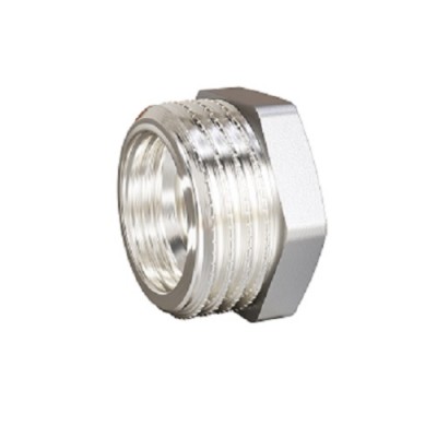 Футорка DN15х10 (1/2" НР х 3/8" ВР) латунь никель Футорка DN15х10 (1/2" НР х 3/8" ВР) латунь никель